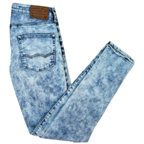 American Eagle~Men's 29/32~Blue Denim Distressed Slim Taper Jeans Extreme Flex. - Picture 9 of 14